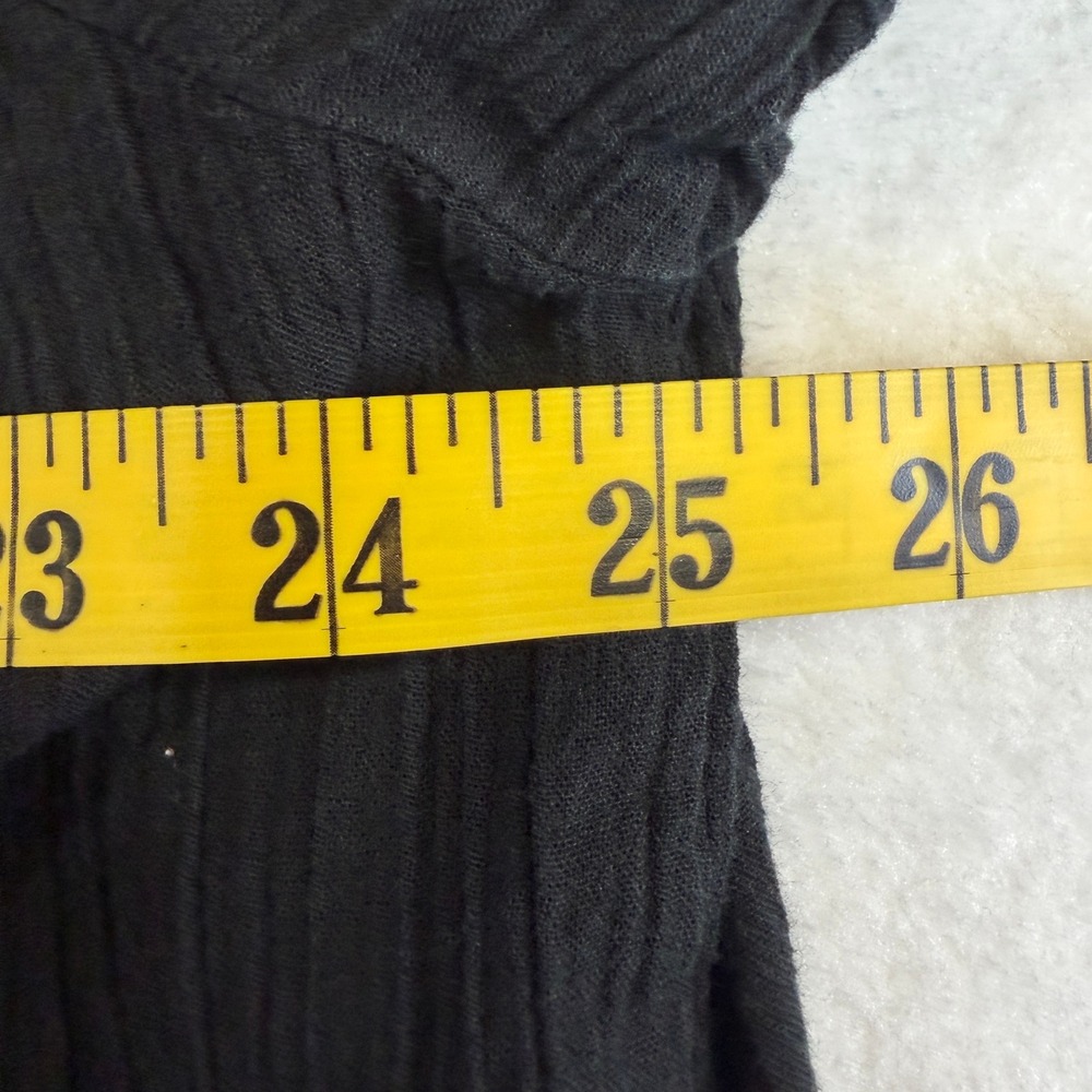 Beach Cabana Black Crinkle Gauze 100% Cotton Button Up Cover Up Top 1X - Picture 9 of 10